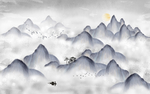 山水画 中式背景墙 装饰画 新