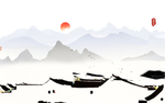 山水画背景墙装饰画