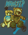 两只熊 字体T恤 裁片