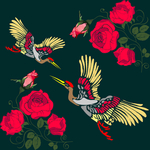 仙鹤印花