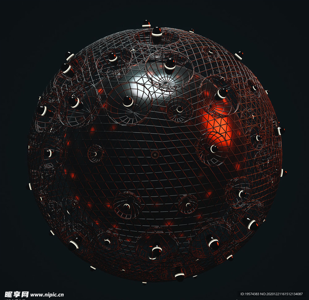 C4D 模型 金属球体钢珠玻璃