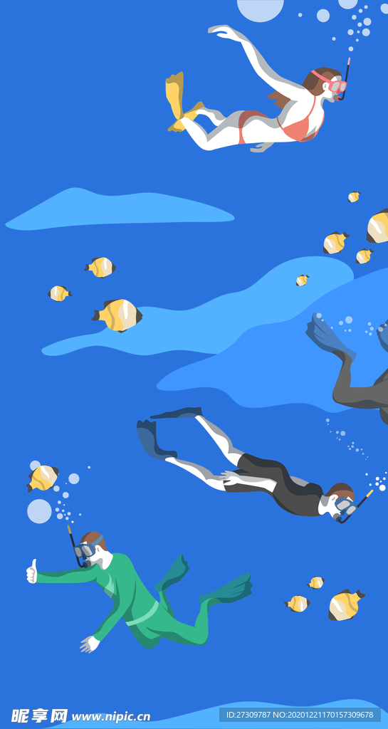 潜水插画