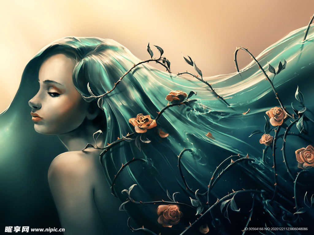 女性人物头发插画卡通背景素材