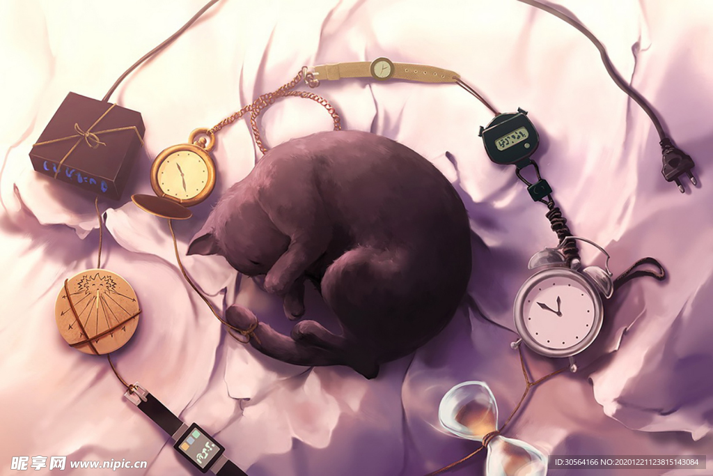 黑猫游戏场景插画卡通背景素材