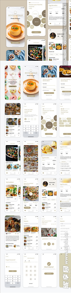 xd美食食谱黄色UI设计启动页