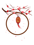 中国风灯笼梅花元素PNG