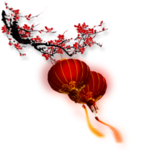 中国风灯笼梅花元素PNG