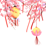 中国风灯笼梅花元素PNG