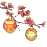 中国风灯笼梅花元素PNG