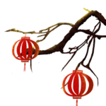 中国风灯笼梅花元素PNG