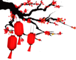 中国风灯笼梅花元素PNG