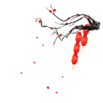 中国风灯笼梅花元素PNG