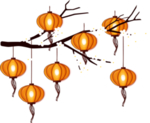中国风灯笼梅花元素PNG