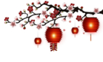 中国风灯笼梅花元素PNG
