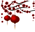 中国风灯笼梅花元素PNG