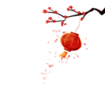 中国风灯笼梅花元素PNG