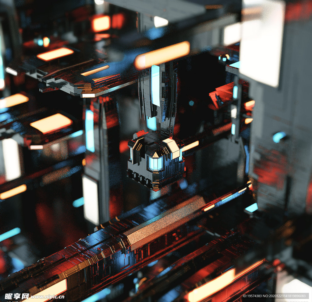 C4D 模型机械电路板零件设备