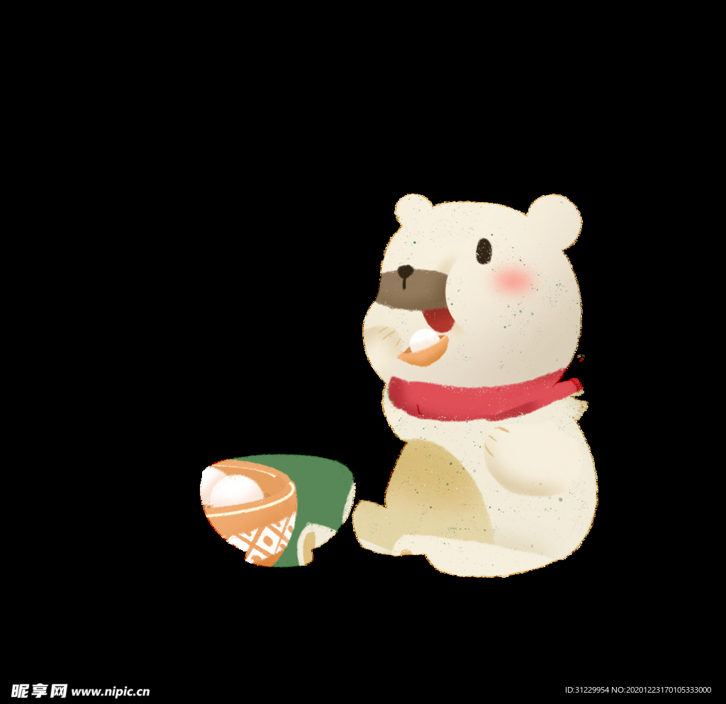 小熊吃汤圆
