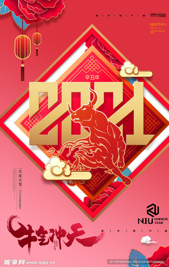 年牛年海报 2021新年