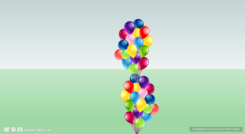 一大串彩色气球SU模型