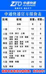 中通快递官方报价表