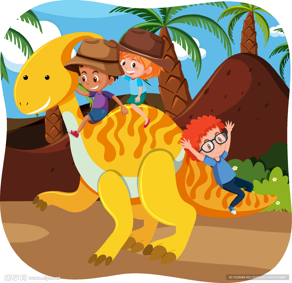 卡通儿童和动物