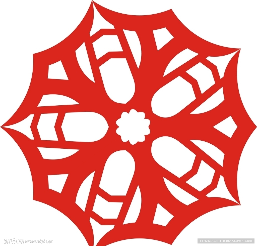 六角剪花窗花纸图案背景元素