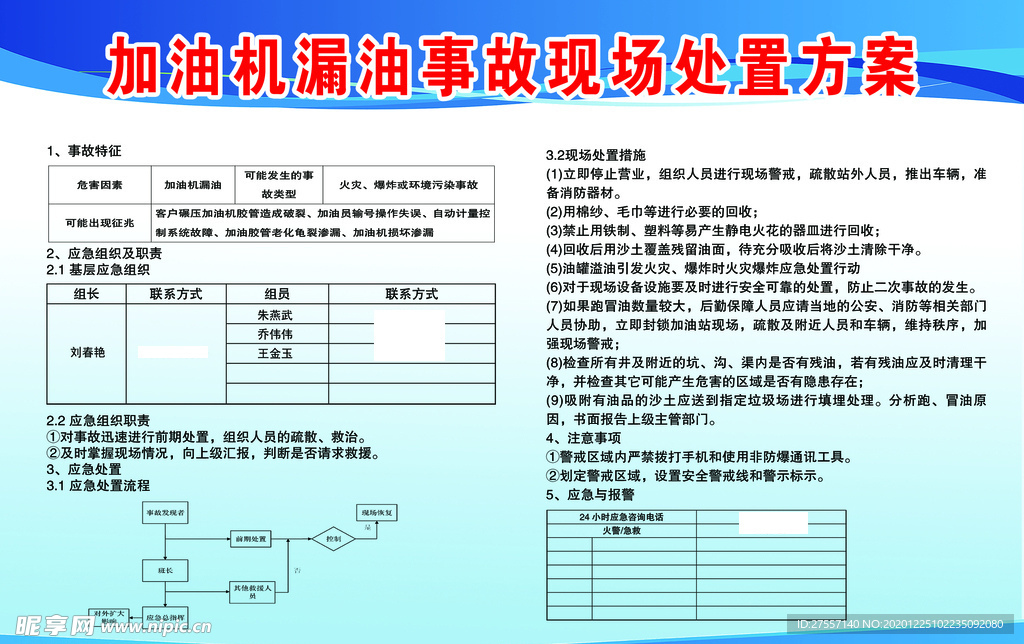 加油机漏油事故现场处置方案