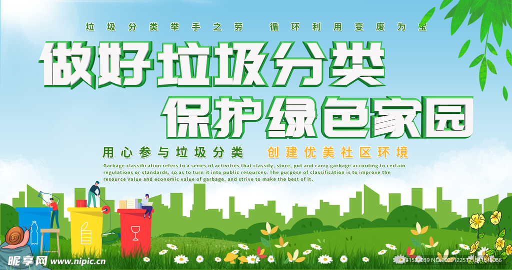 做好垃圾分类保护绿色家园展板