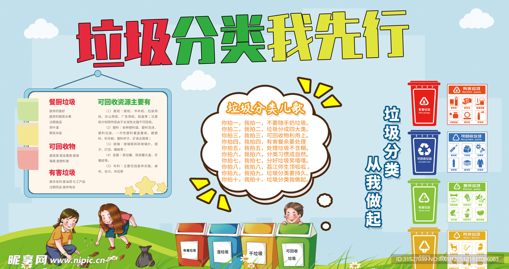 垃圾分类我先行展板