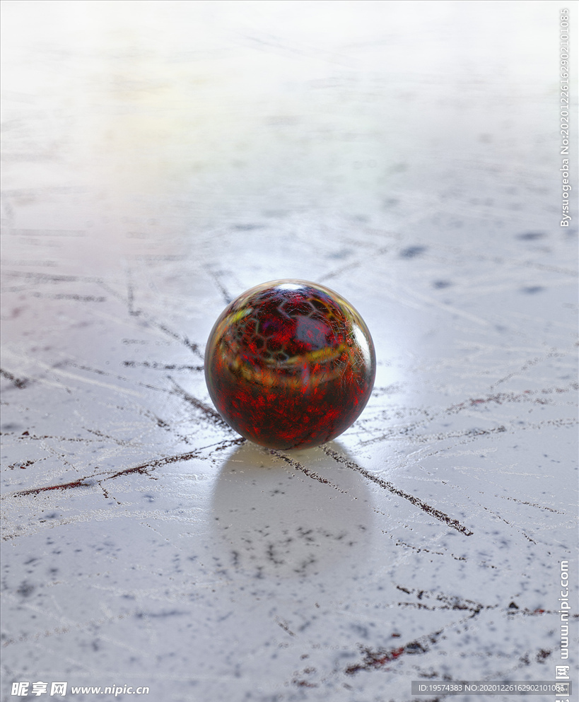 C4D 模型 水泥地上的玻璃珠
