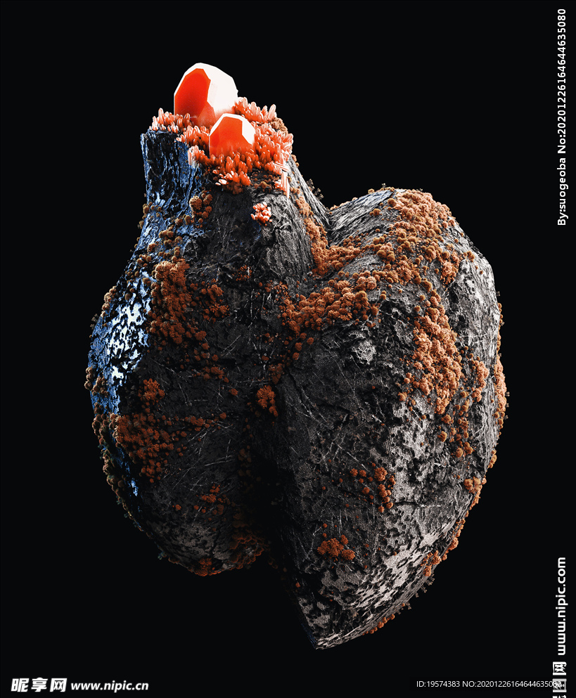 C4D 模型 长满微生物的肺