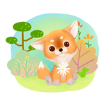 呆萌柴犬插画
