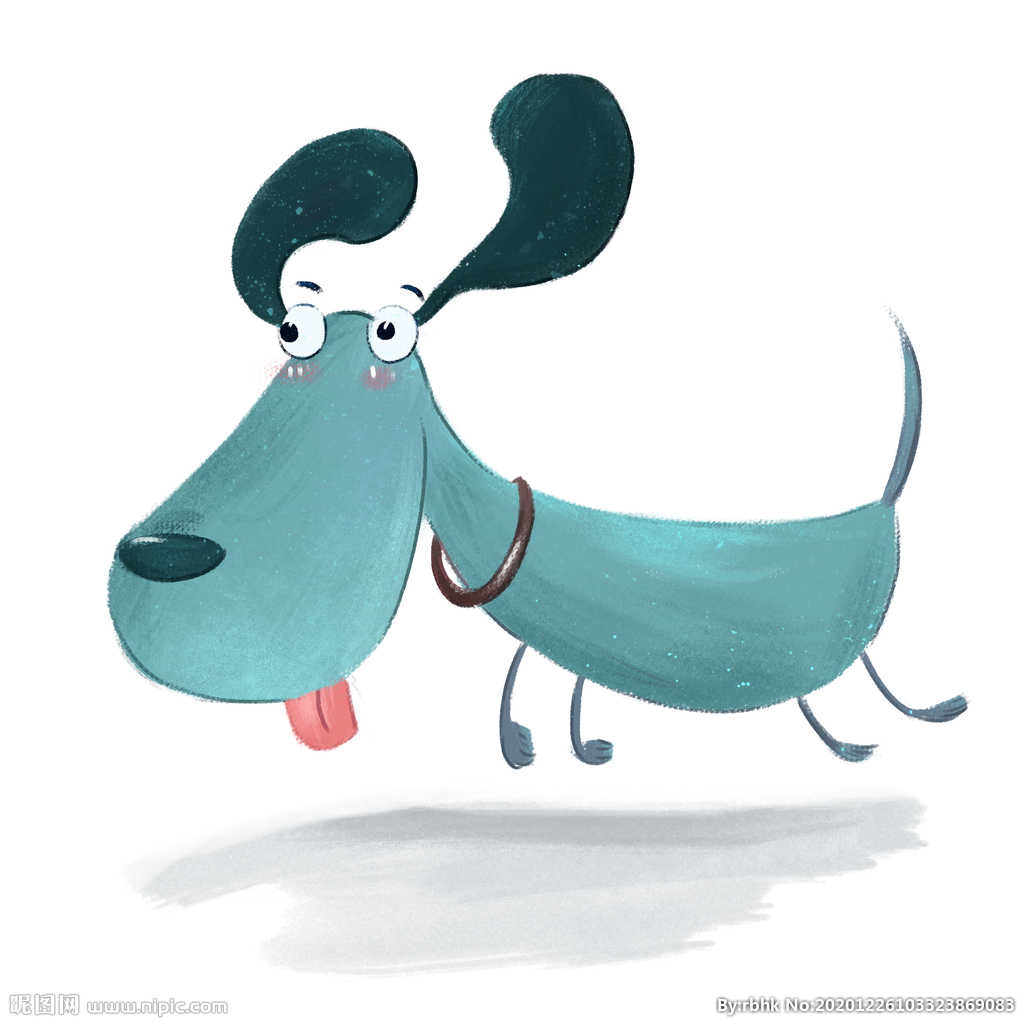 绿色长耳朵的小狗插画