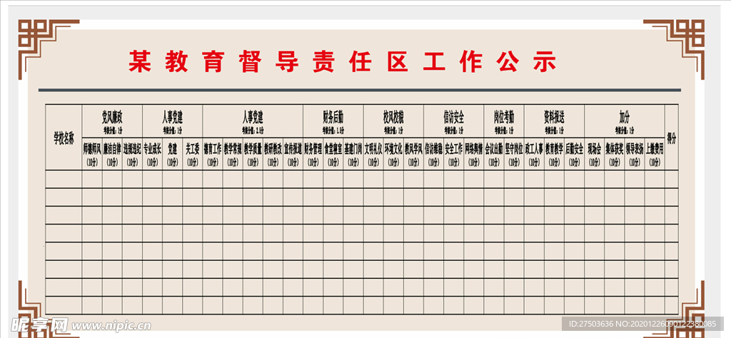 教育督导责任区公示栏