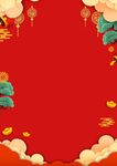 中国风红色海报背景cdr