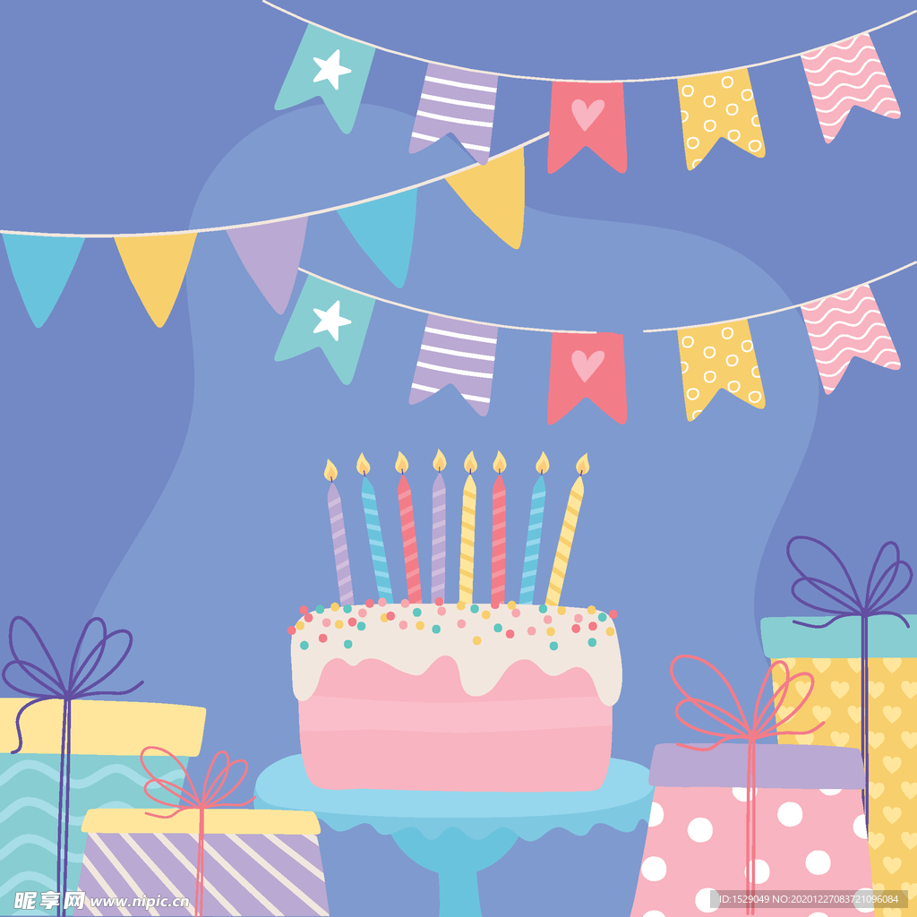手绘淡彩生日