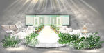 原创白绿色婚礼仪式区效果图