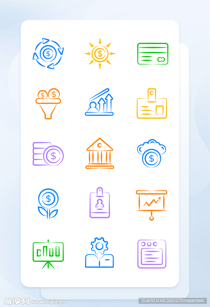 多色金融理财手绘线性主题矢量