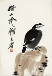 齐白石国画 鹩哥八哥