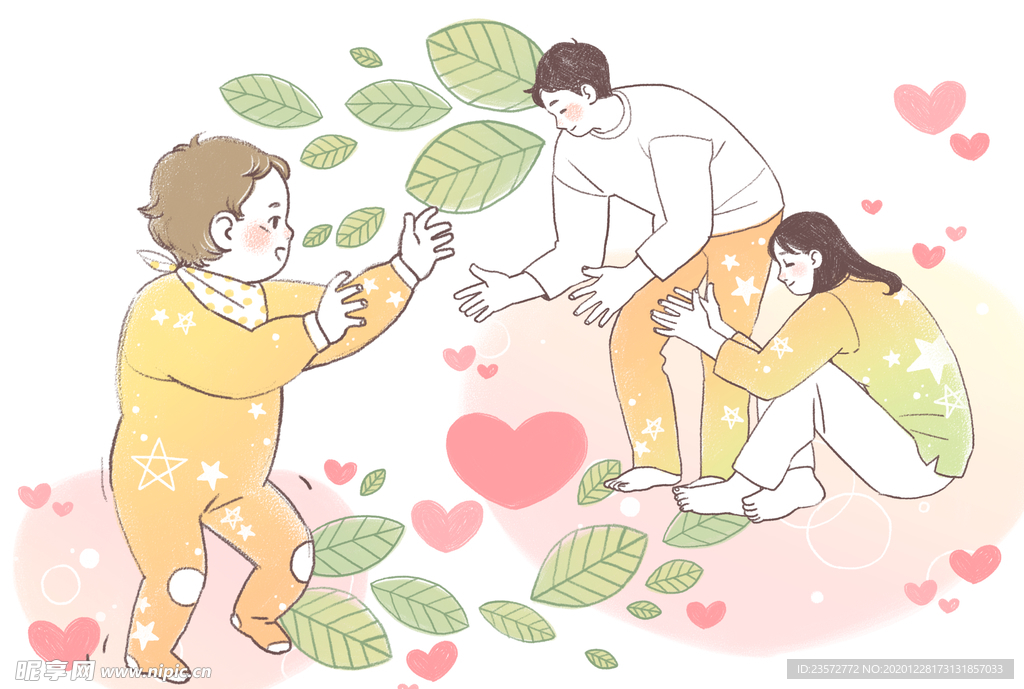 卡通妈妈宝贝插画