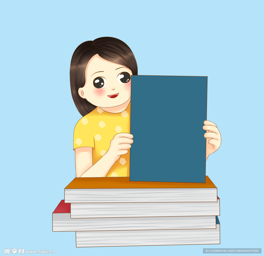书堆里的女孩