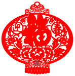 灯笼红色福字透明镂空素材