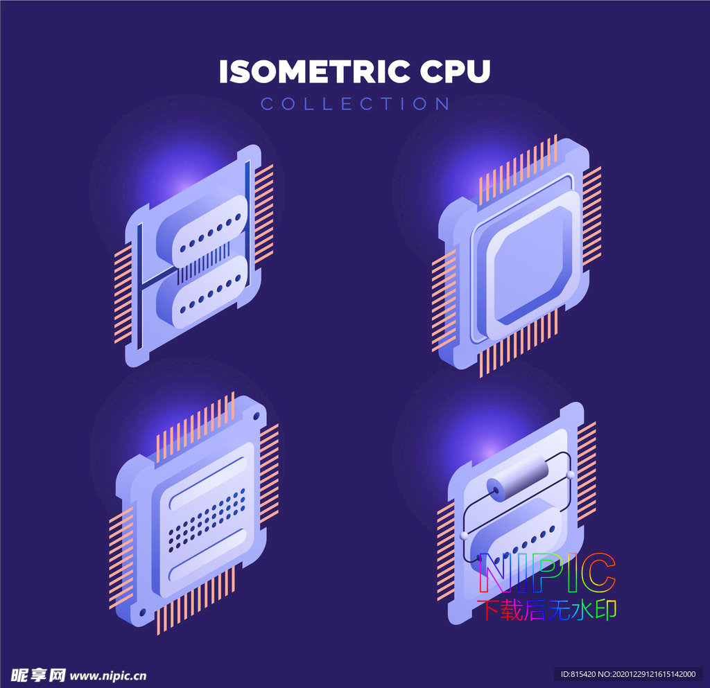 电脑cpu素材eps矢量图