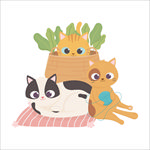 手绘卡通猫