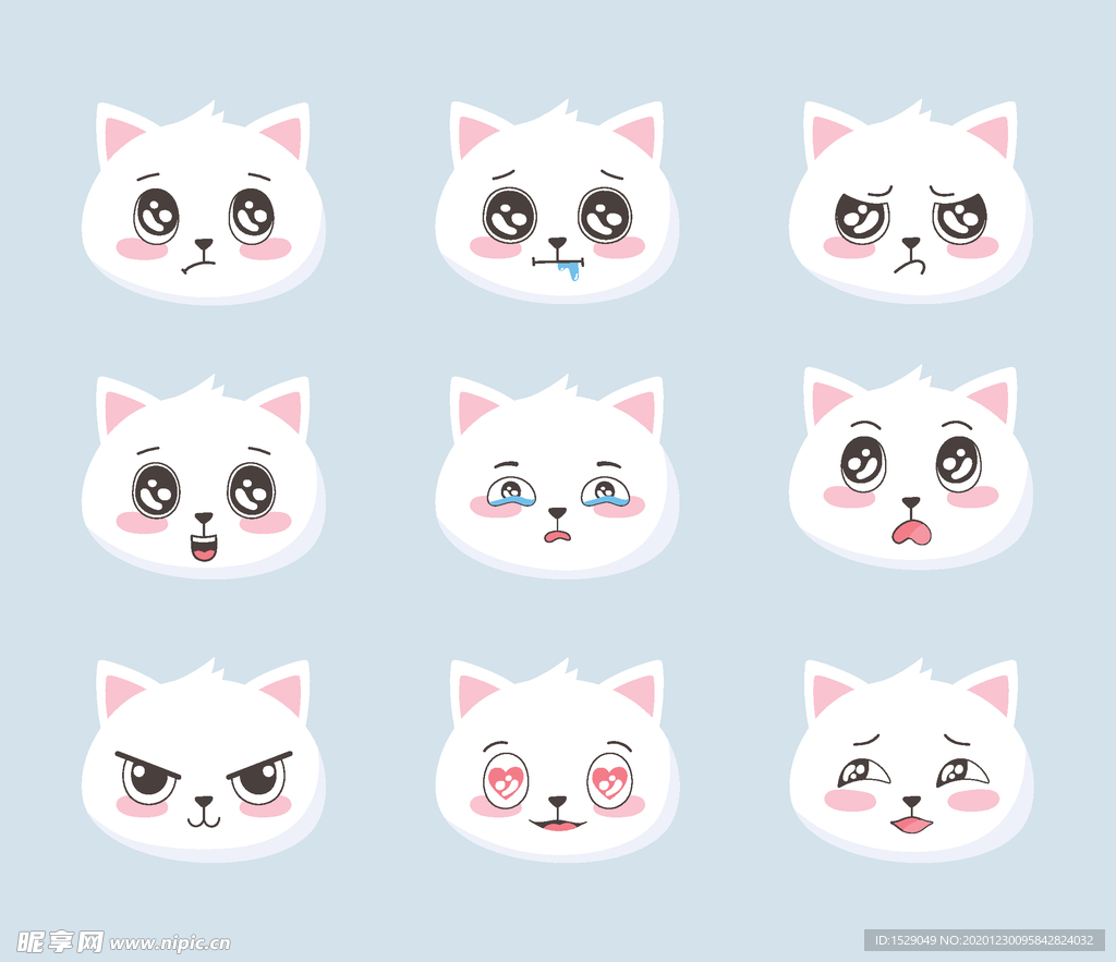 手绘卡通猫表情