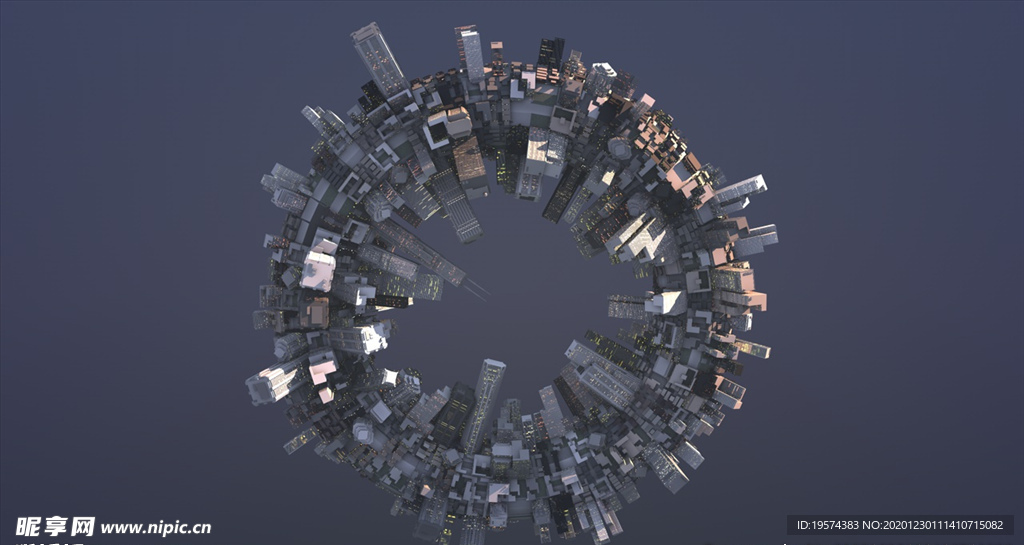 C4D 模型环装城市
