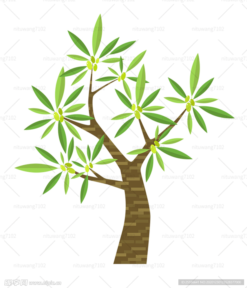 卡通绿树