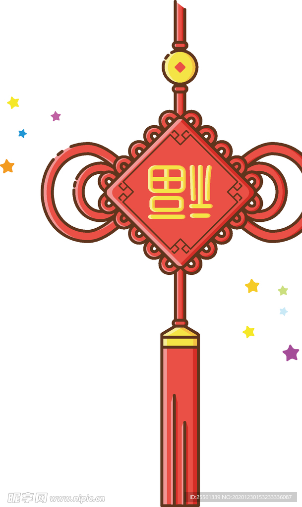 春节元素 装饰灯笼 中国结 福