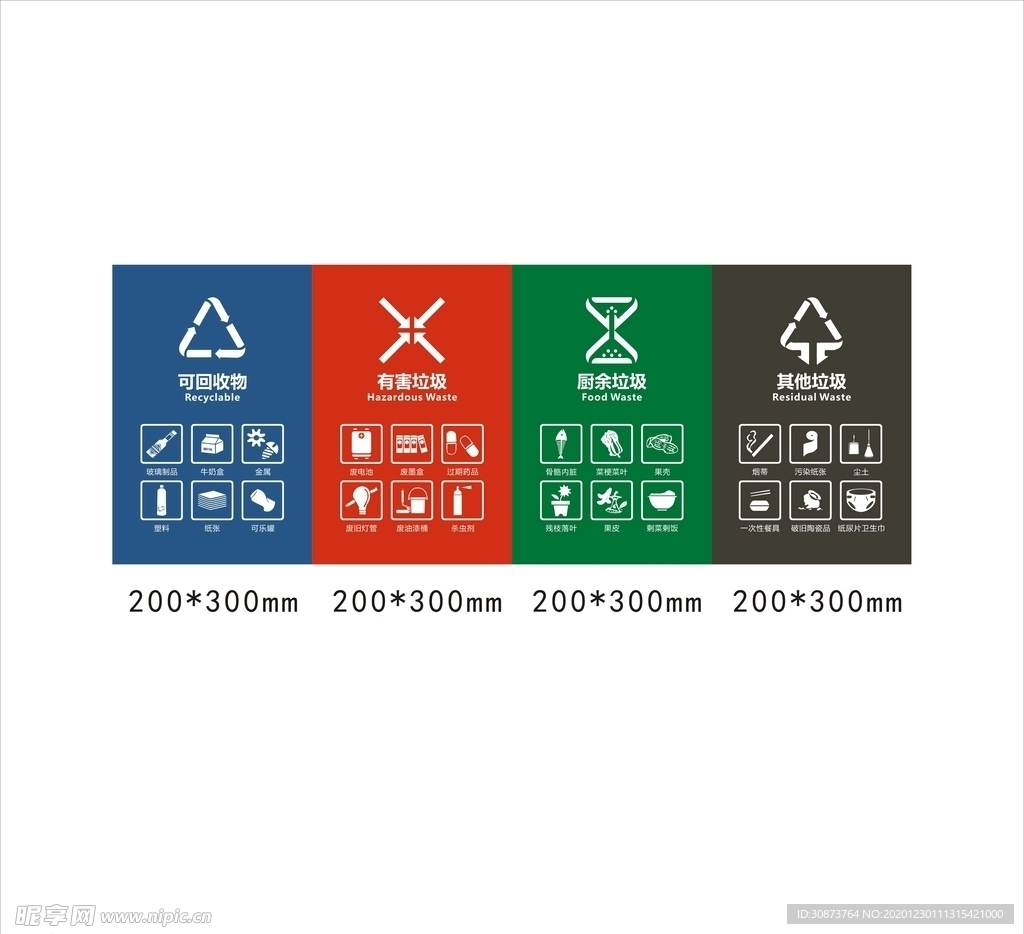 2020垃圾箱四分类标志